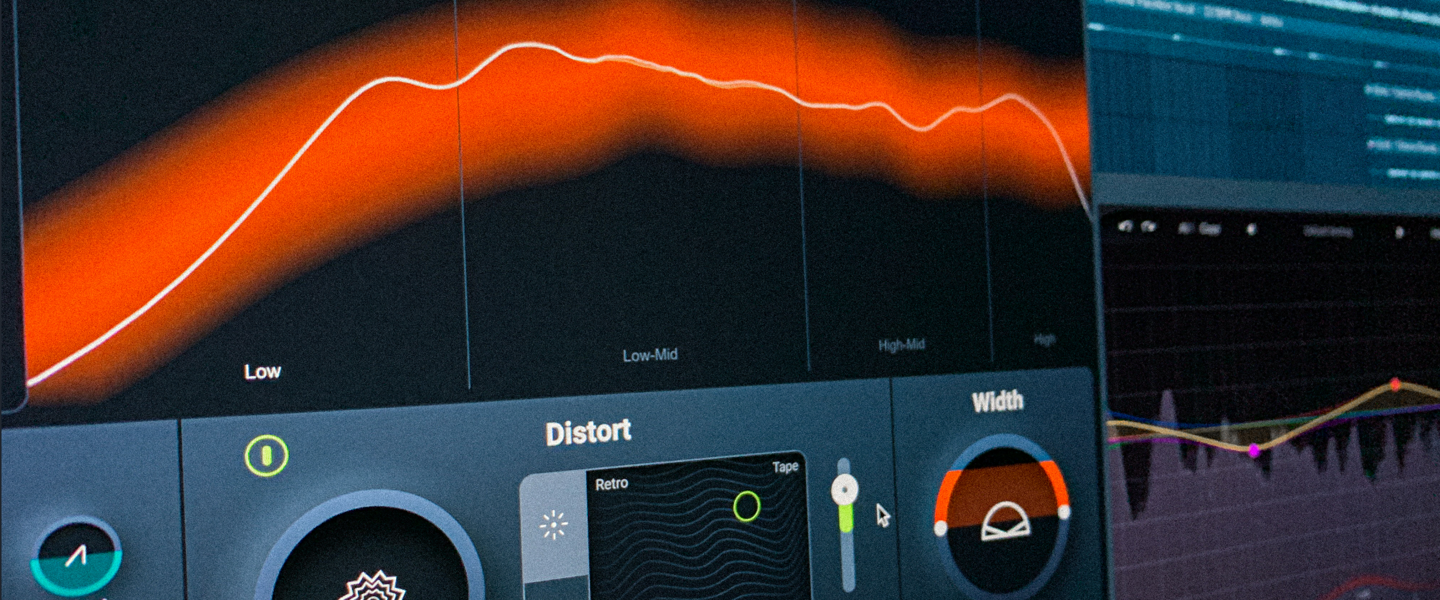Close-up of a vocal multi effects plugin in FL Studio